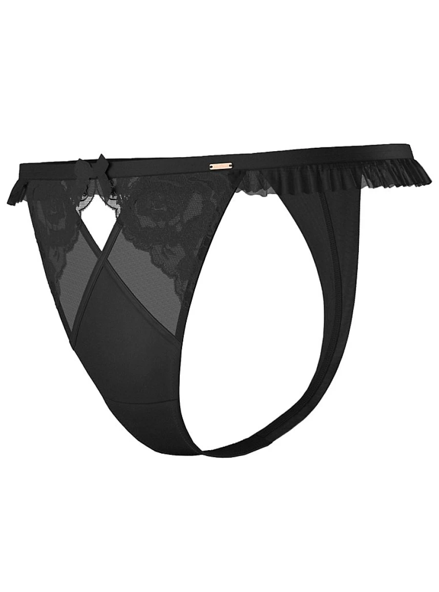 Black Rose Embroidered Thong Lingerie by George at Asda | Comfortable & Stylish Women's Underwear