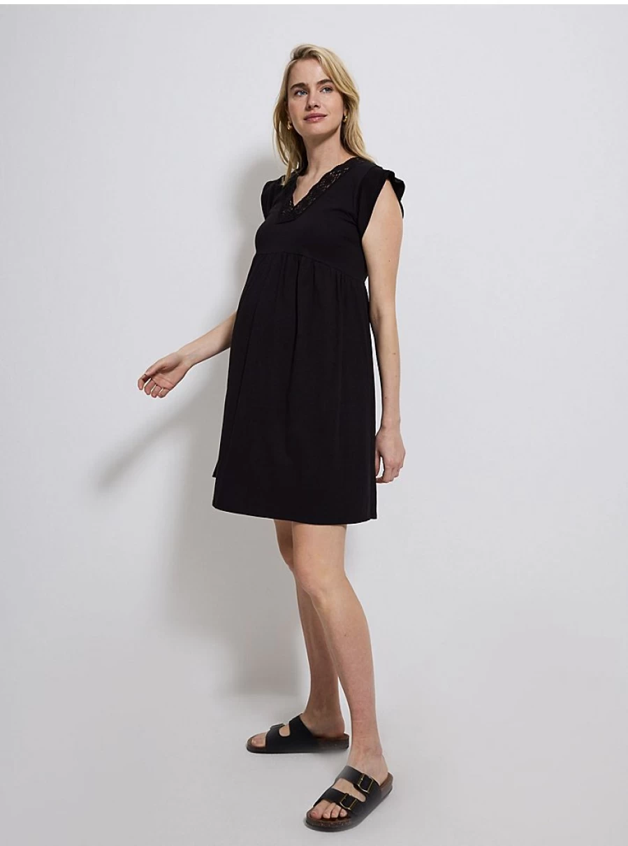 Baby Girl's Black Crochet Trim Mini Dress - George at Asda | Soft & Stylish Maternity Dress