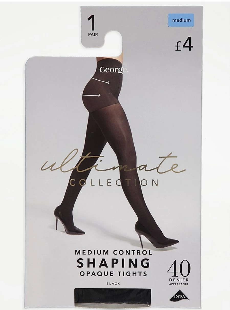 "George at Asda Black 40 Denier Medium Control Shaping Tights for Women – Comfort & Support Tights Review"