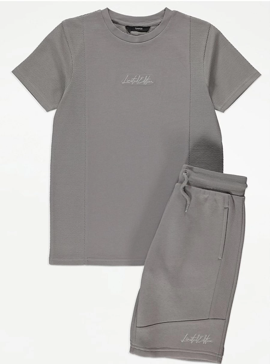 "George at Asda Boys Grey Limited Edition T-Shirt and Shorts Outfit Set"