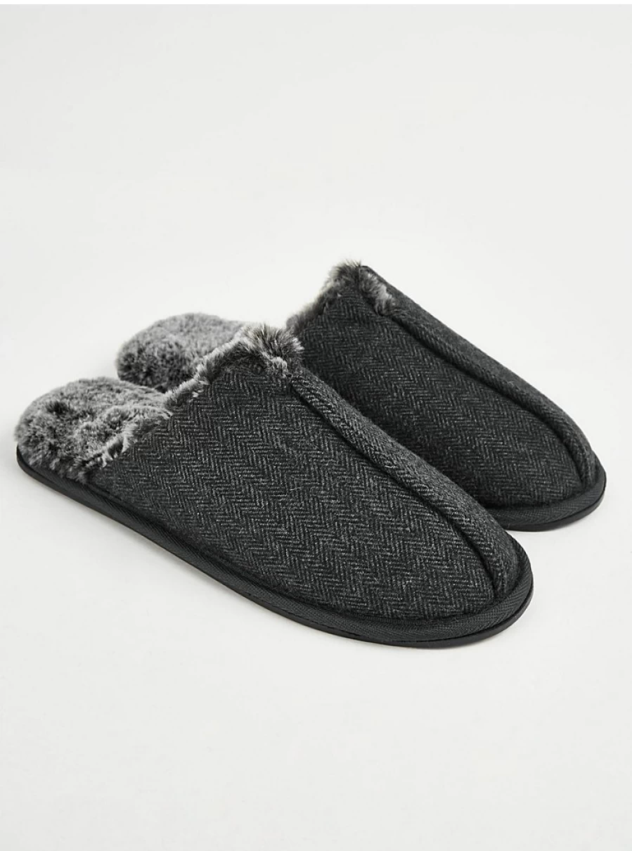 Men's Forest Green Herringbone Mule Slippers by George at Asda – Comfort & Style Review