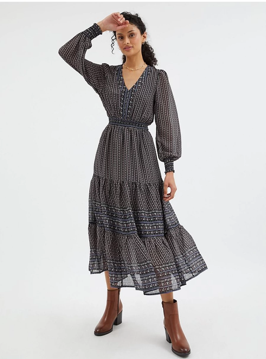 Boho Printed Chiffon Midi Dress for Women | George at Asda | Flowy Summer Dress Review