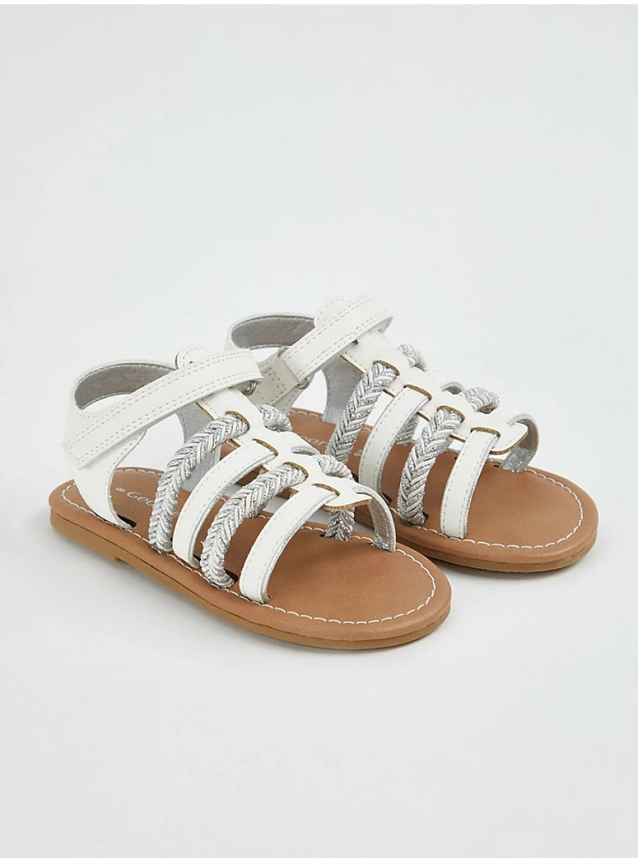 Girls' White Plaited Gladiator Sandals | George at Asda | Kids' Summer Footwear Reviews