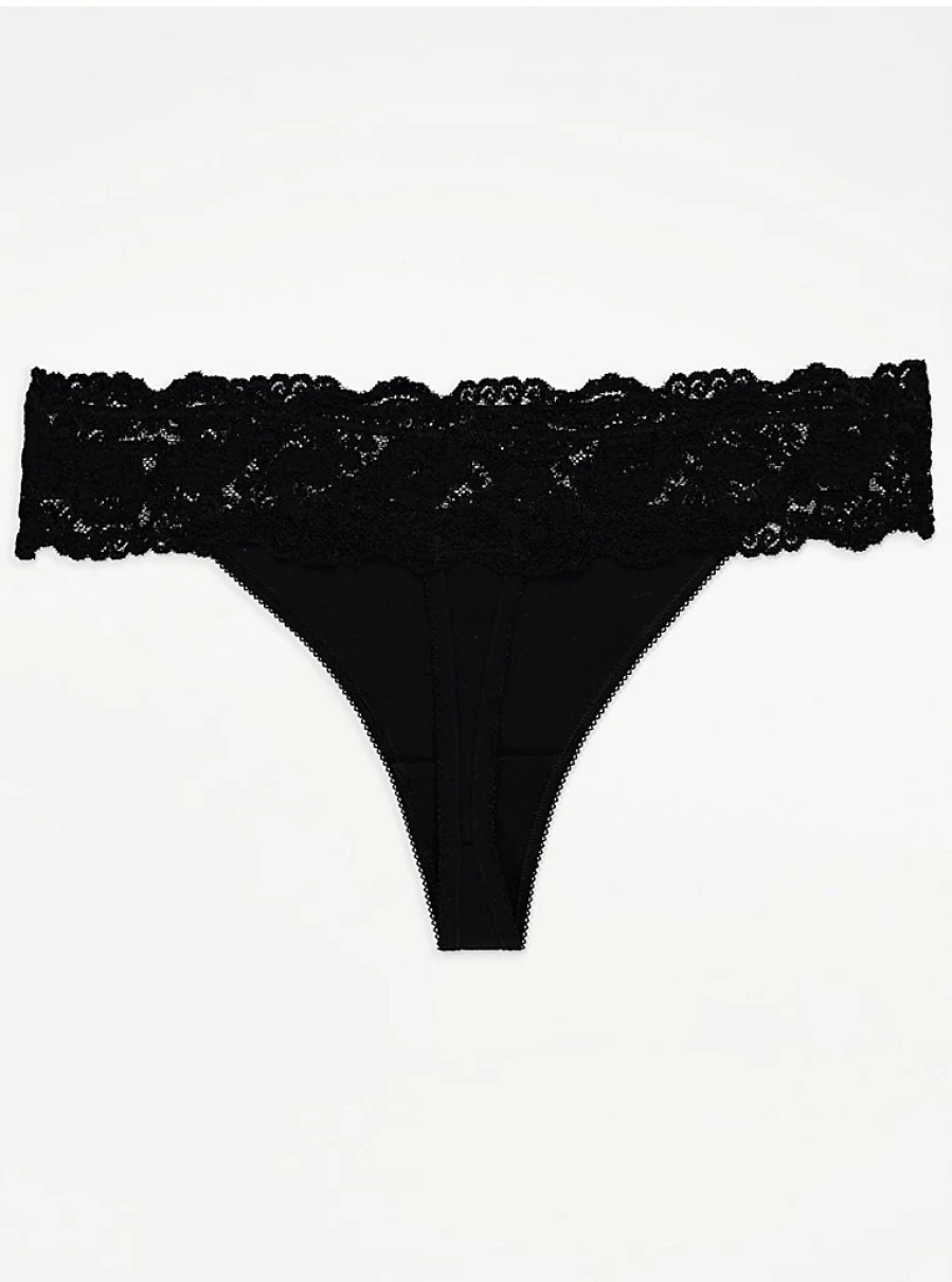 "George at Asda Lace Trim Thongs 5-Pack - Comfortable Women's Lingerie Set Review"