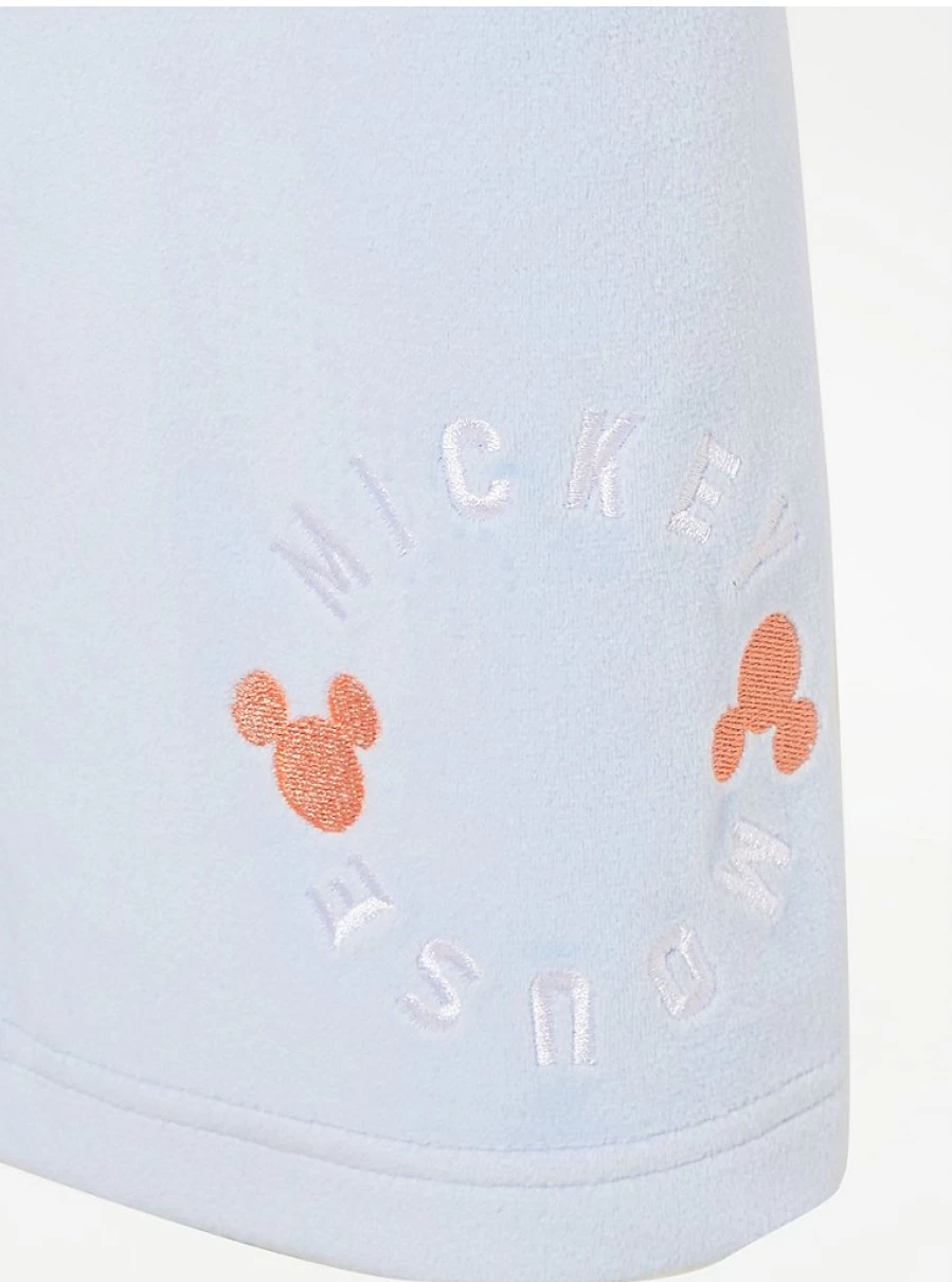 George at Asda Disney Mickey Mouse Blue Velour Pyjama Pants for Women - Soft Lounge Pajama Bottoms
