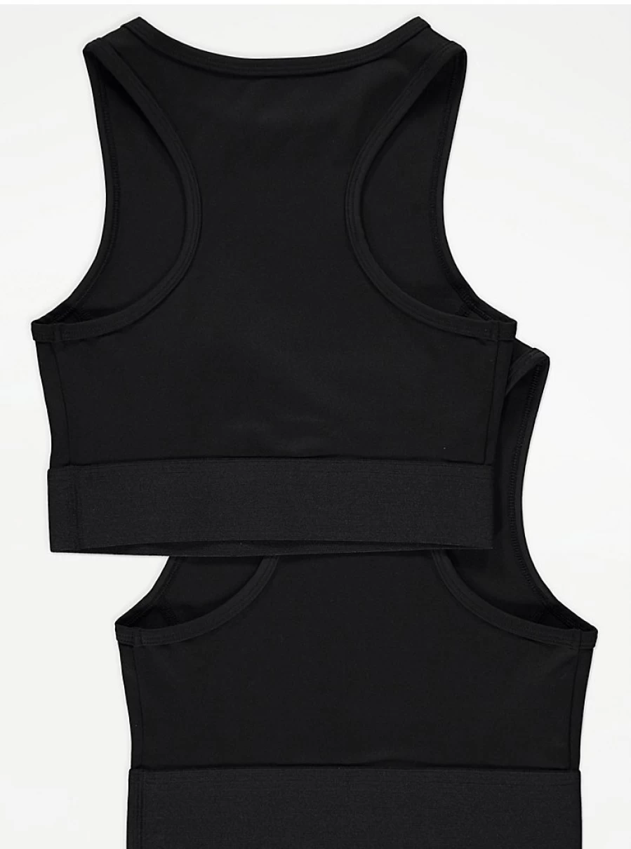"George at Asda Girls' Black Sports Crop Top 2-Pack – Comfortable & Stylish Activewear"