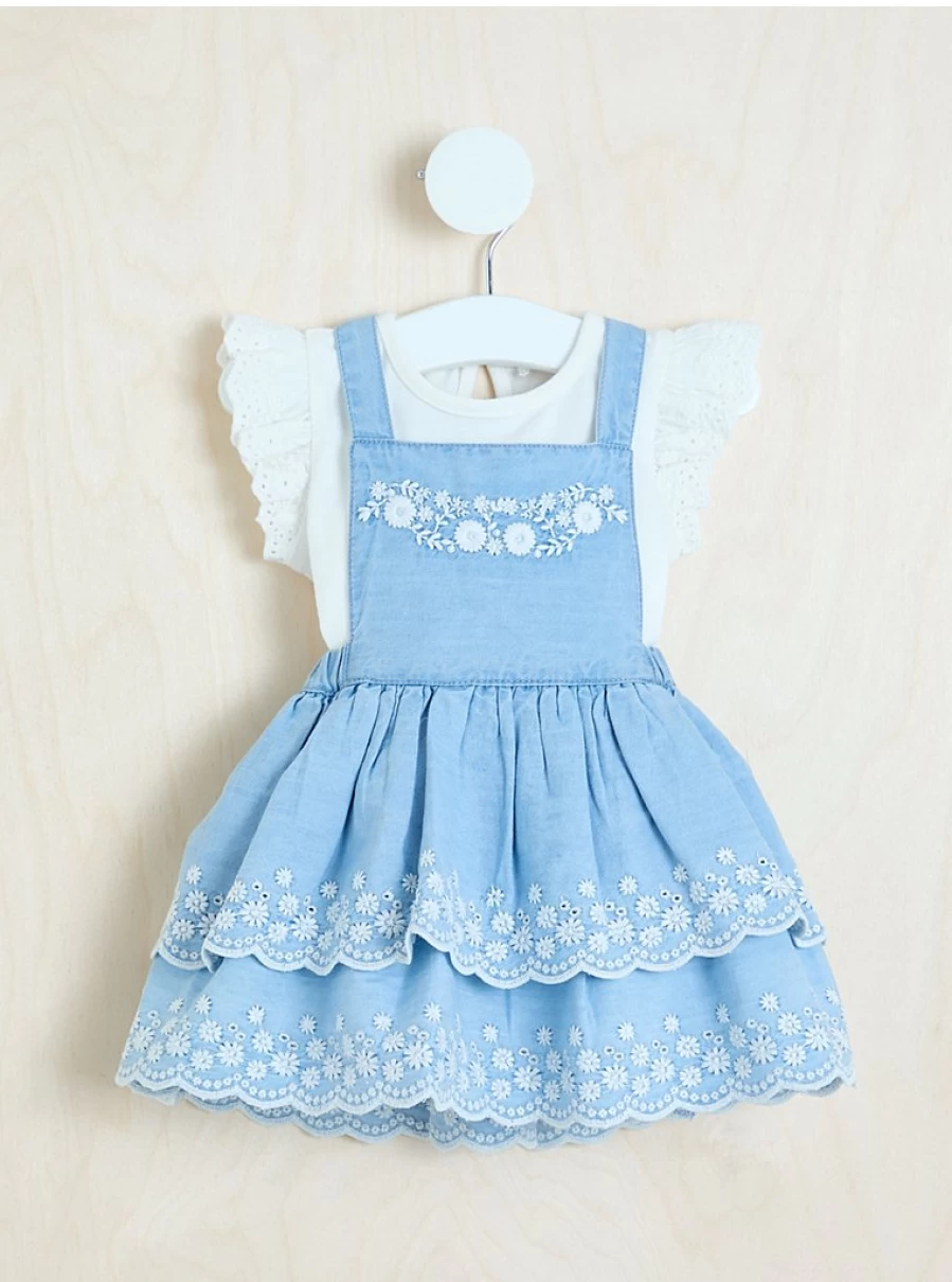 "George at Asda Girls' Embroidered Chambray Pinafore Dress and Top Set – Billie Faiers Collection"