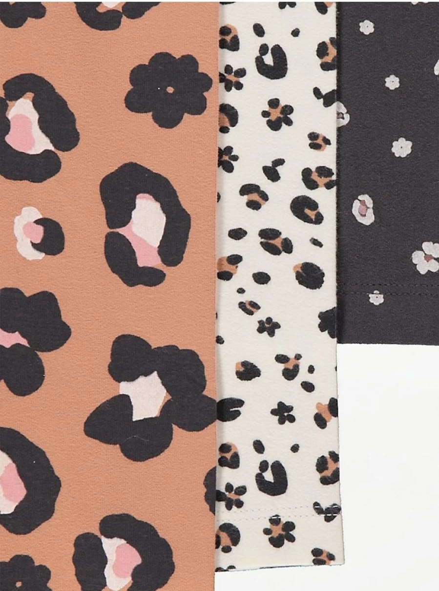 "George at Asda Kids' Floral Animal Print Leggings 3-Pack | Comfortable & Stylish"