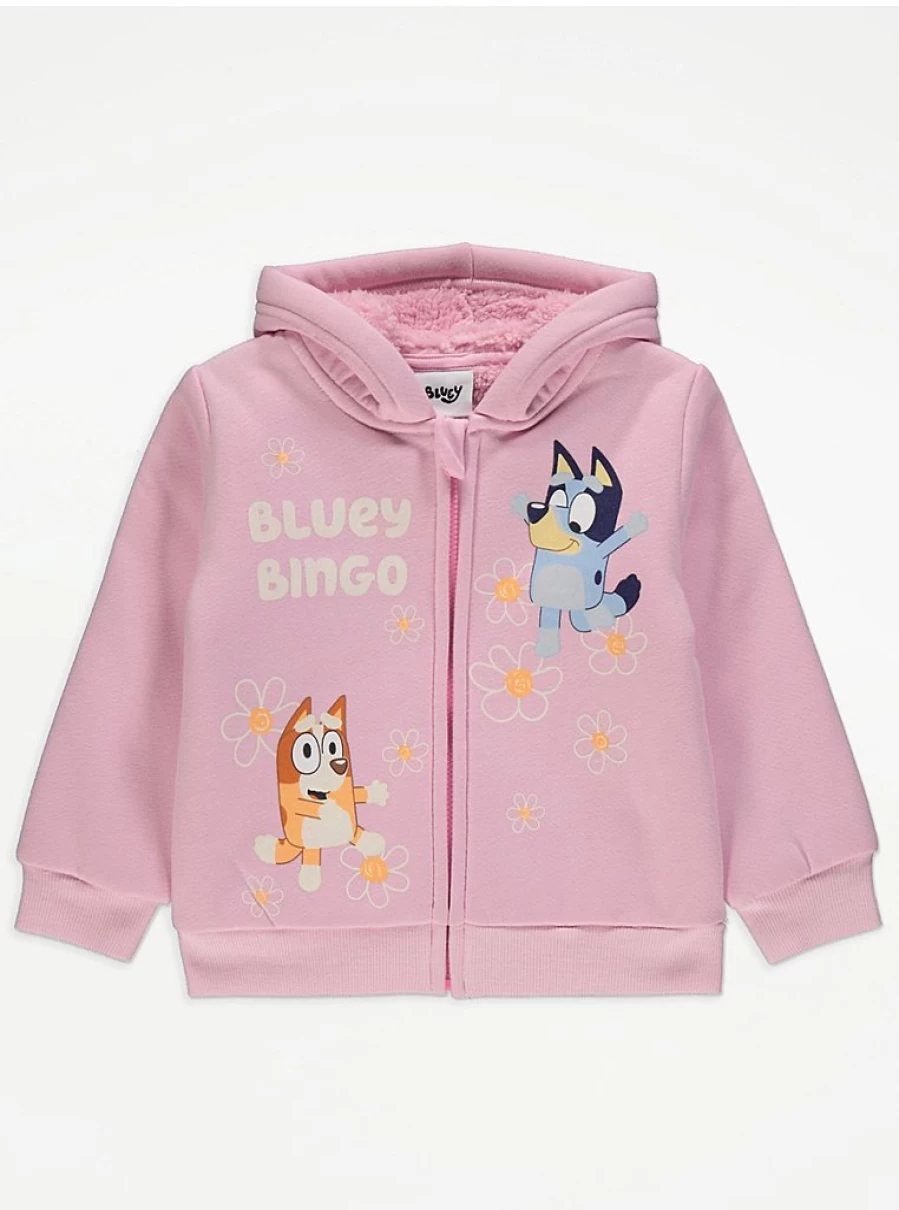 "George at Asda Kids Bluey Pink Zip Up Hoodie | Soft & Stylish Pullover for Children"