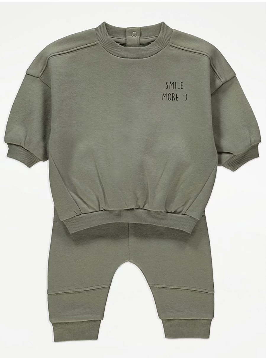 "George at Asda Boys' Khaki Smile More Sweatshirt and Joggers Set Review"