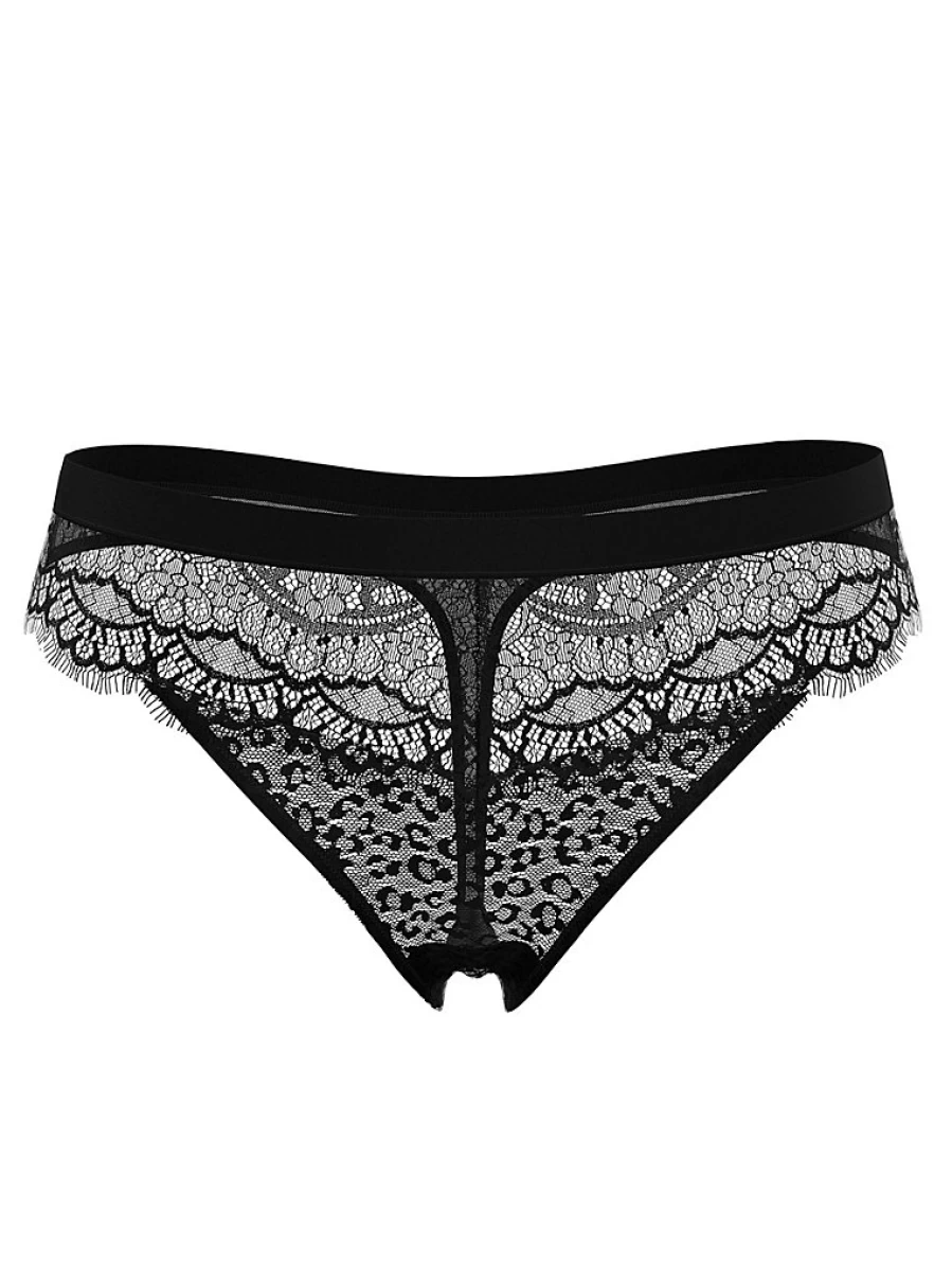 Black Leopard Print Lace Thong | Women's Lingerie | George at Asda