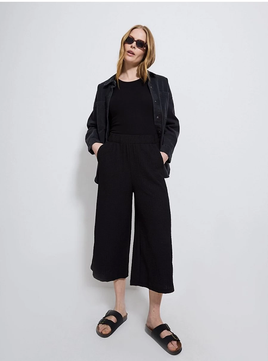 "George at Asda Women's Black Textured Culottes | Comfortable & Stylish Trousers"