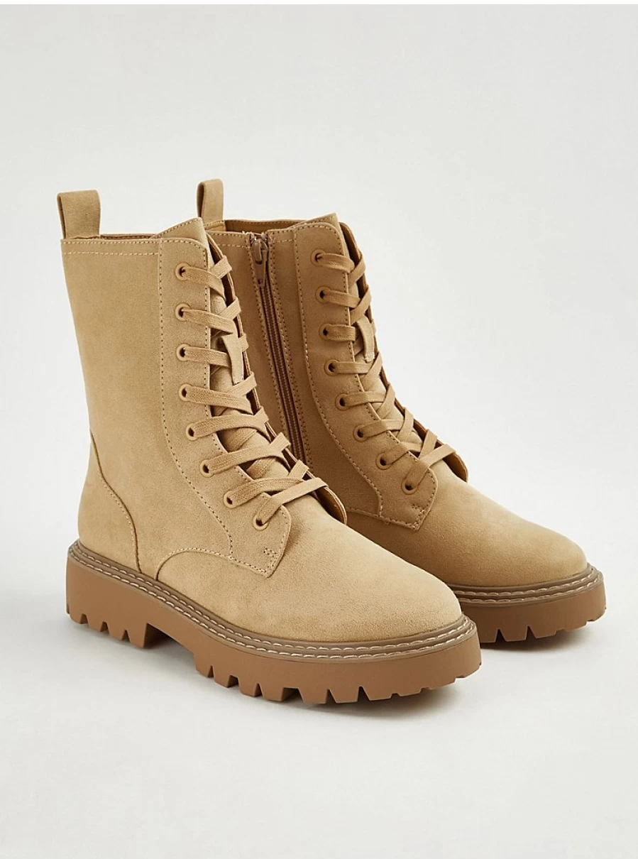 Women's Tan Chunky Lace Up Boots - George at Asda | Comfort & Style