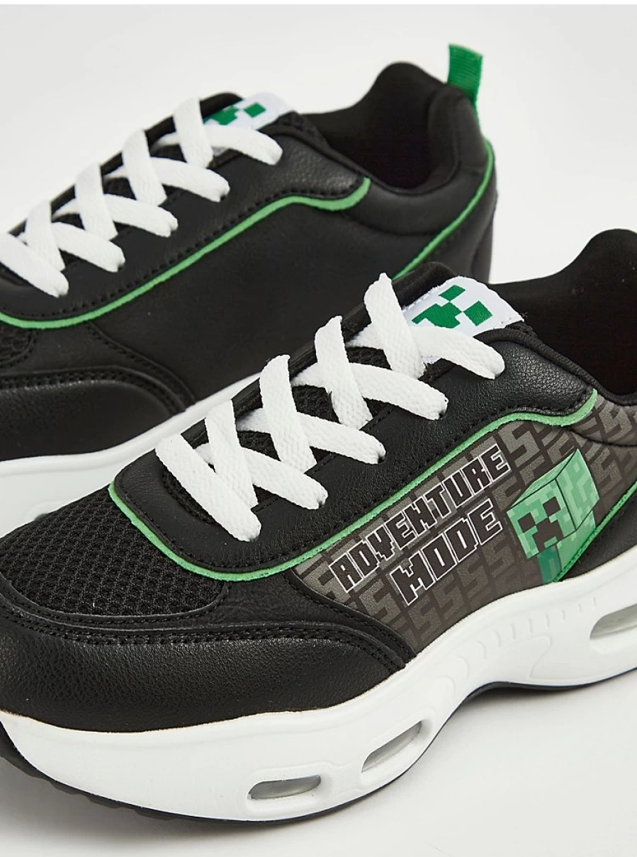 "George at Asda Boys' Minecraft Black Lace-Up Bubble Trainers – Kids' Sneakers Review"