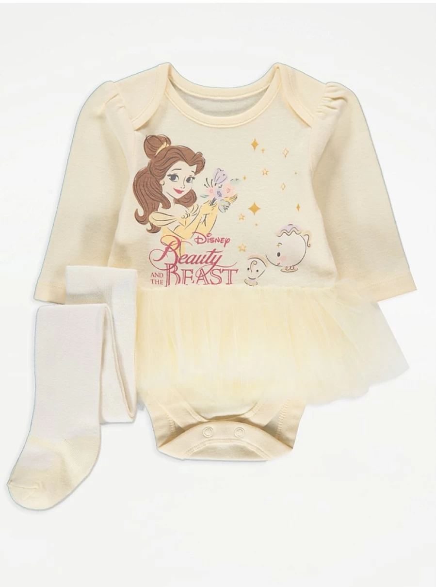 Disney Belle Baby Tutu Outfit - Beauty and the Beast Costume Set with Bodysuit & Tights | George at Asda