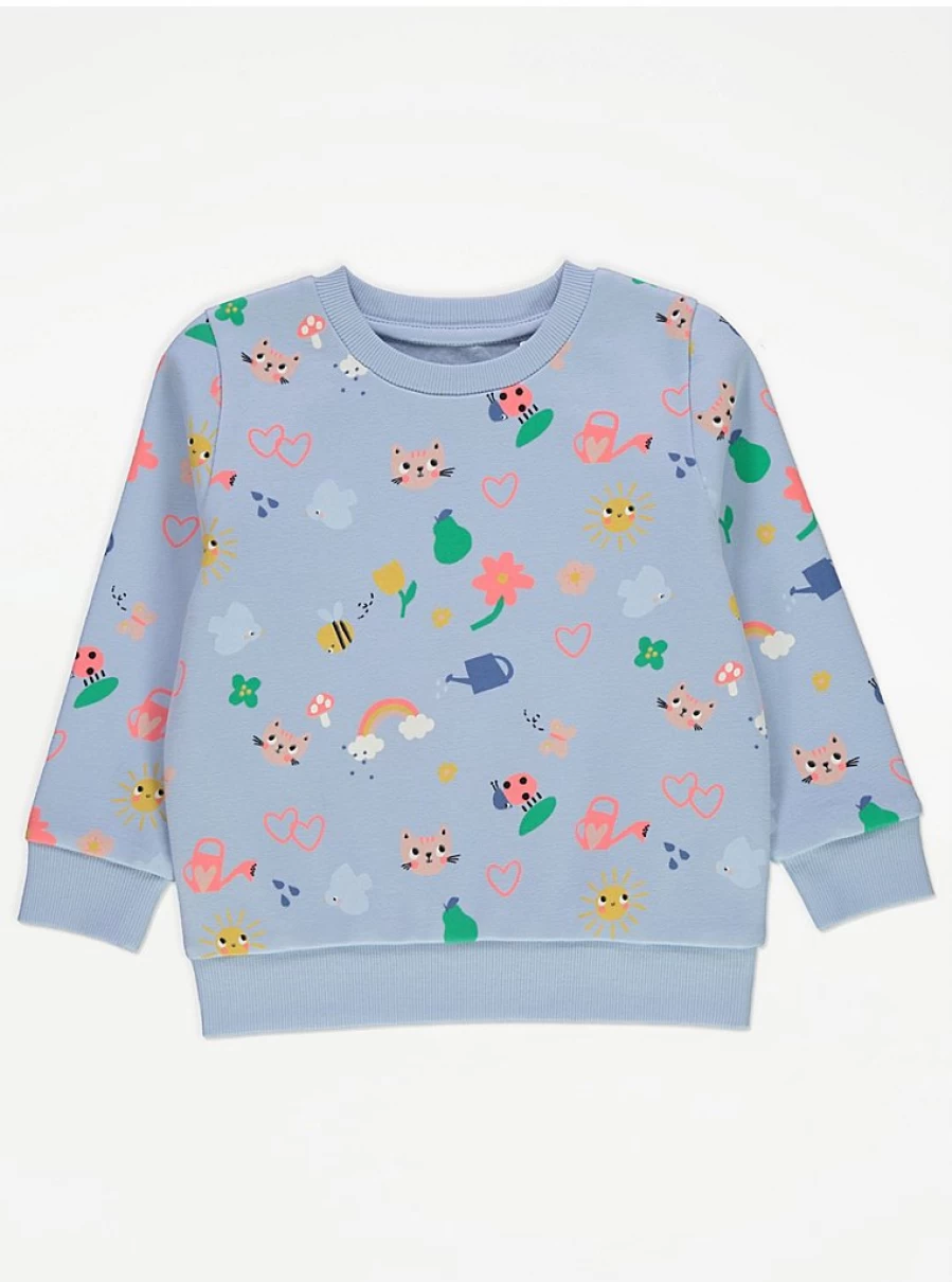 "George at Asda Kids Pale Blue Rainbow Print Gardening Sweatshirt Reviews"