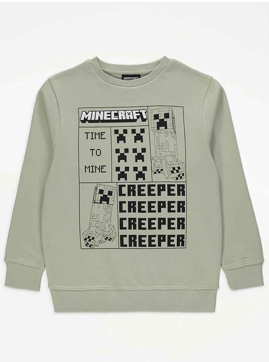 Boys' Minecraft Green Creeper Sweatshirt | George at Asda | Kids Gaming Hoodie