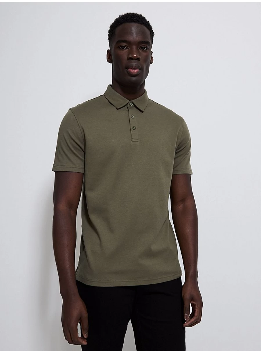 Men's Khaki Short Sleeve Polo Shirt | George at Asda | Comfort Fit Casual Top