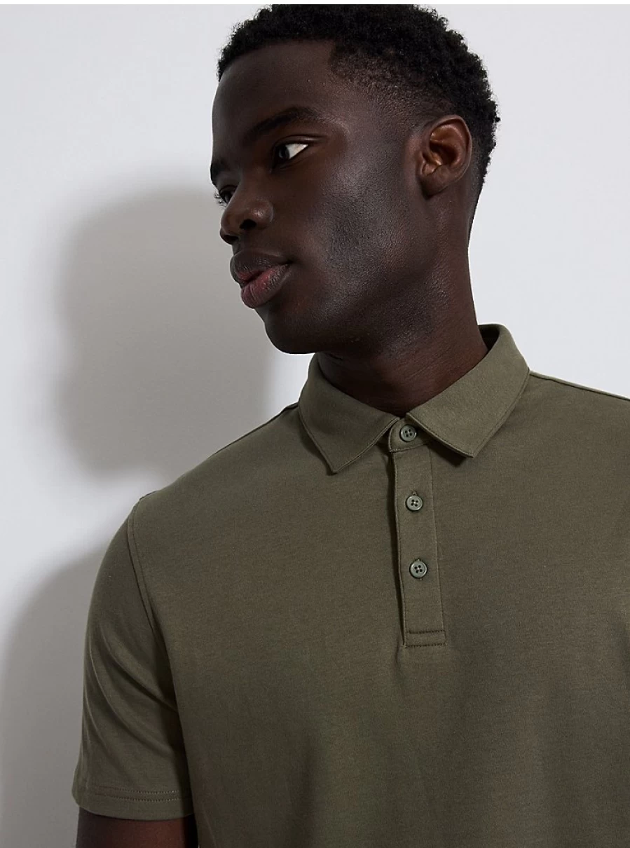 Men's Khaki Short Sleeve Polo Shirt | George at Asda | Comfort Fit Casual Top