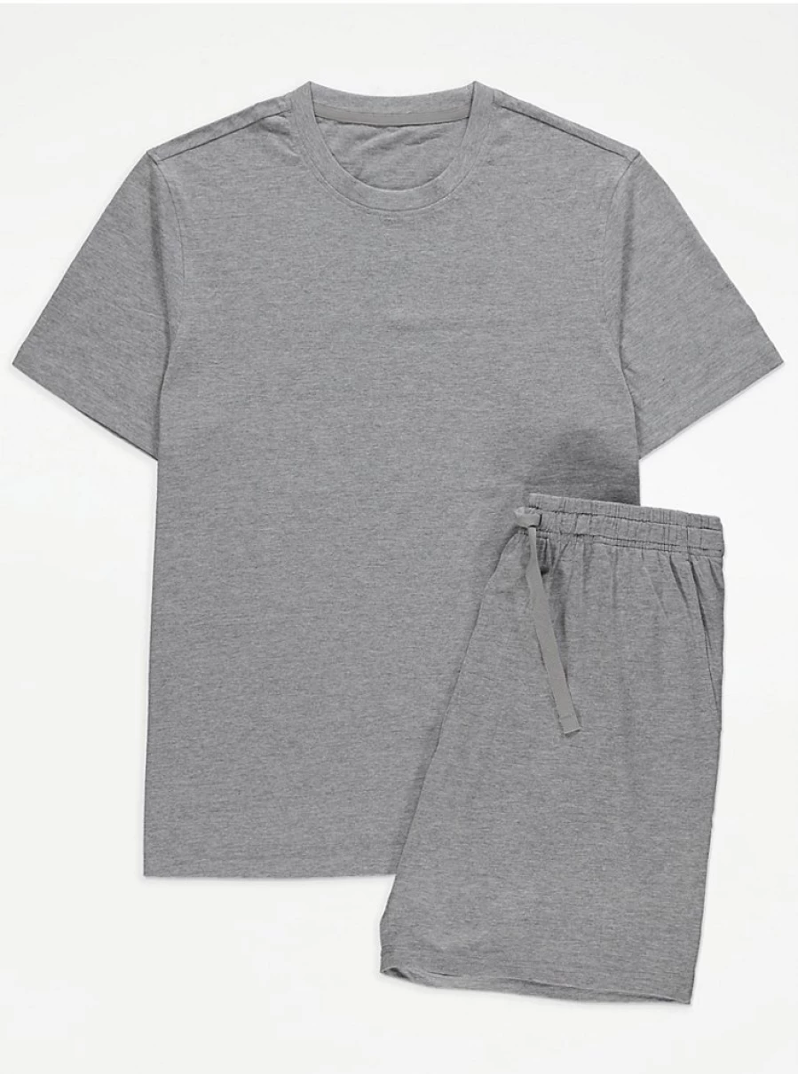 Men's Grey Jersey Short Pyjama Set | George at Asda | Comfort Sleepwear