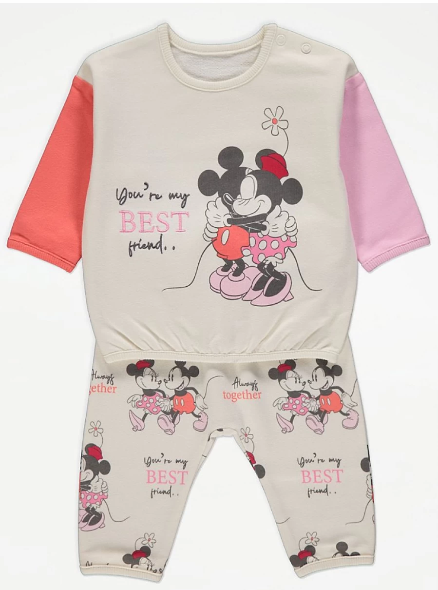 Disney Minnie Mouse Baby Outfit - George at Asda Best Friend Sweatshirt & Trousers Set