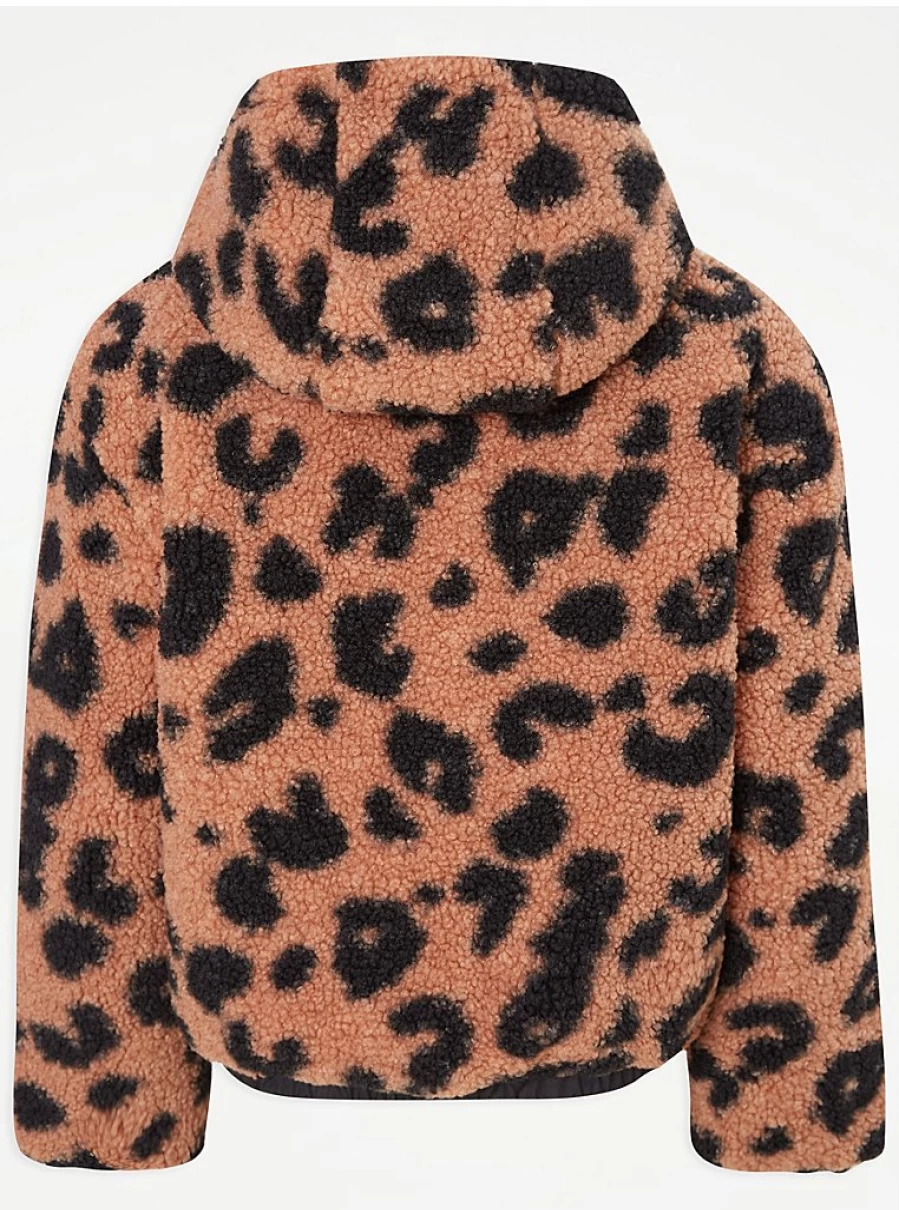 "George at Asda Kids Brown Animal Hooded Borg Jacket – Warm & Stylish Winter Coat"