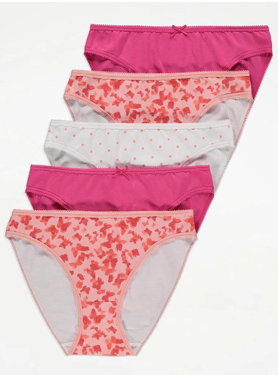 Butterfly Print High Leg Knickers 5-Pack | Women's Lingerie Set | George at Asda