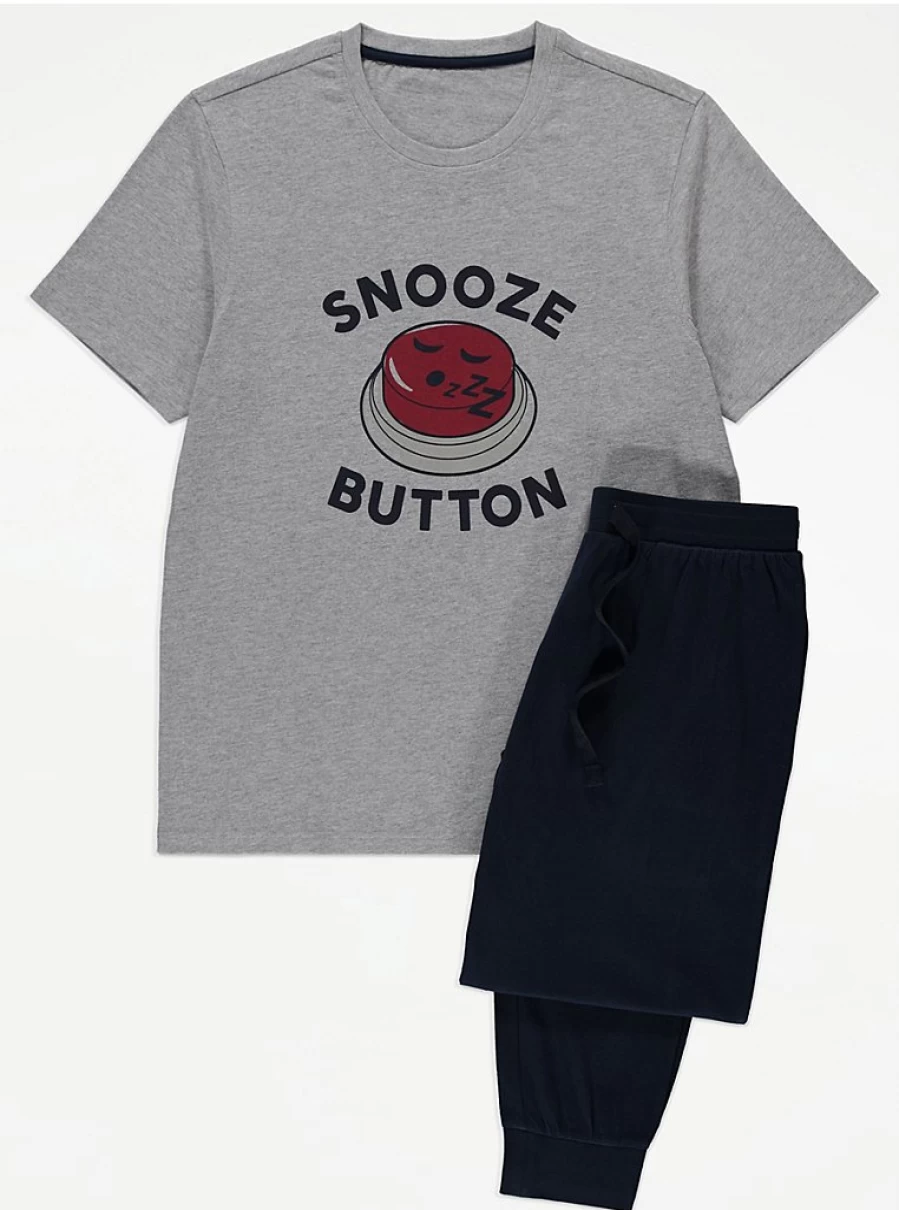 "George at Asda Men's Grey Snooze Button Pyjamas – Comfortable Sleepwear Review"