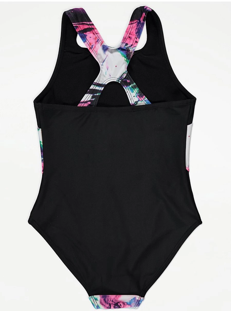 "George at Asda Girls' Printed Colour Block Swimsuit Reviews | Kids Swimwear"