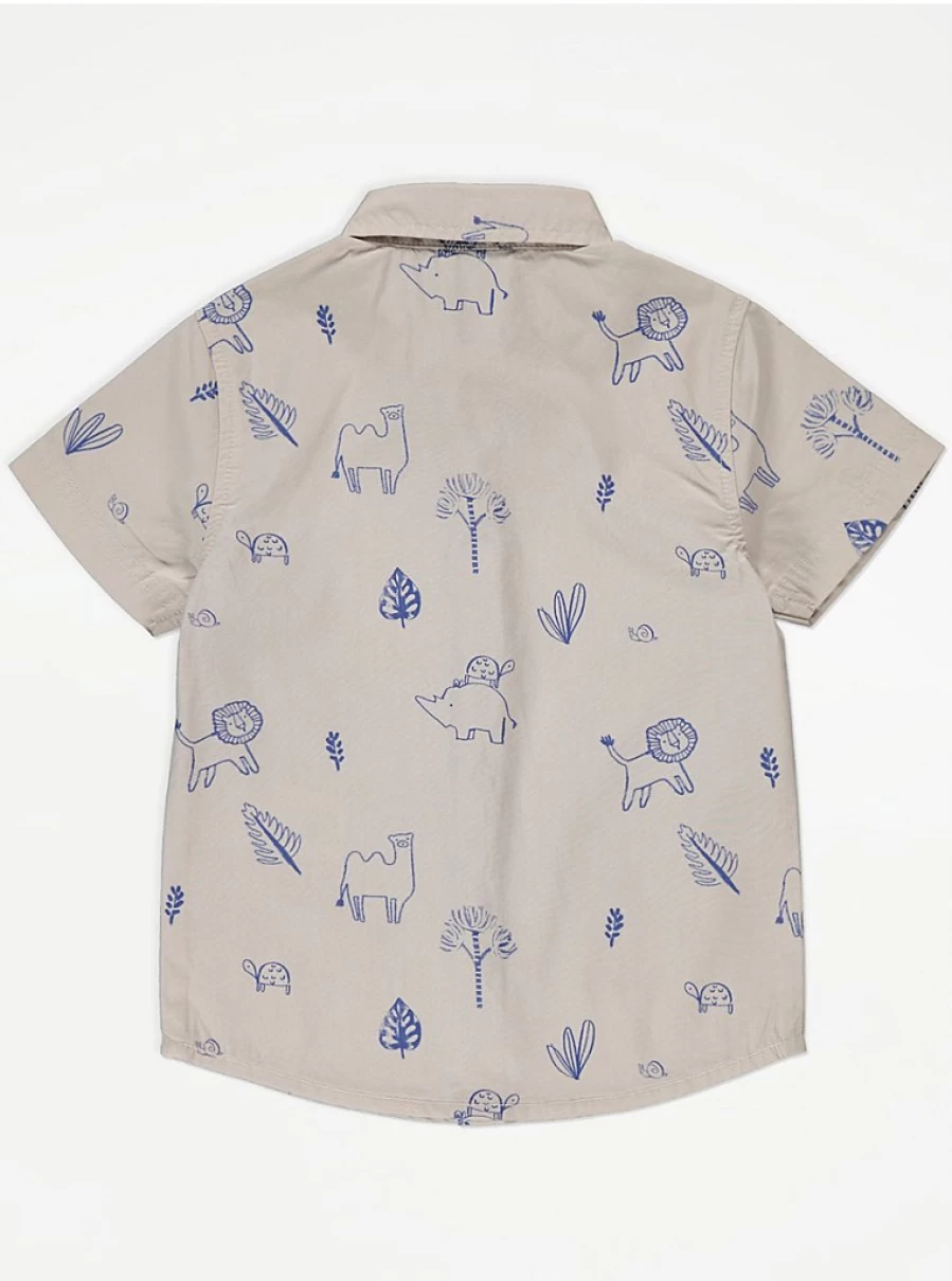 "George at Asda Boys' Stone Jungle Animal Print Short Sleeve Shirt – Kids' Casual Top Review"