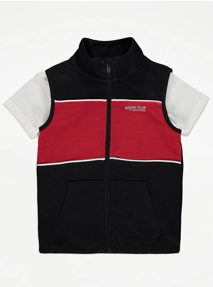 "George at Asda Boys' Red Striped Colour Block Gilet – Kids' Winter Vest Review"