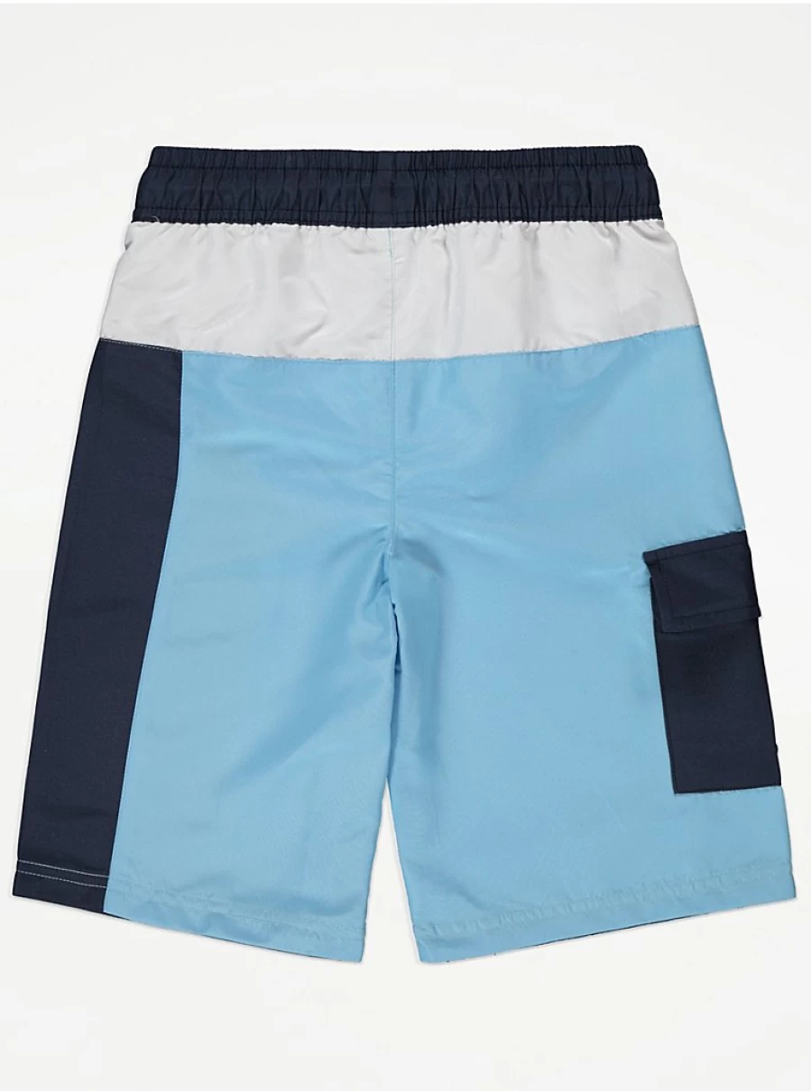 "George at Asda Boys' Blue Colour Block Cargo Board Shorts – Kids' Comfort & Style"