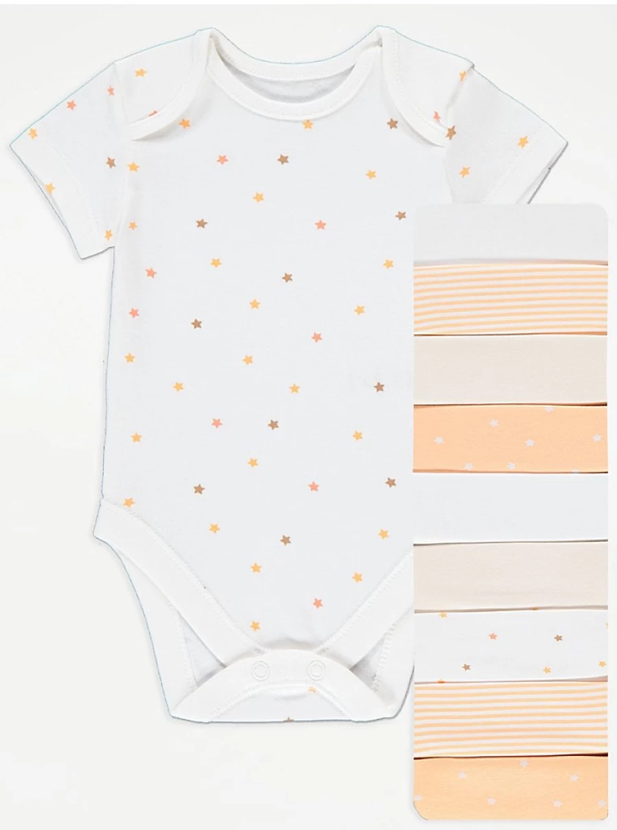 George at Asda Baby Boys' Stars & Stripes Short Sleeve Bodysuits 10-Pack - Soft Cotton Onesies for Infants, Patriotic American Flag Design