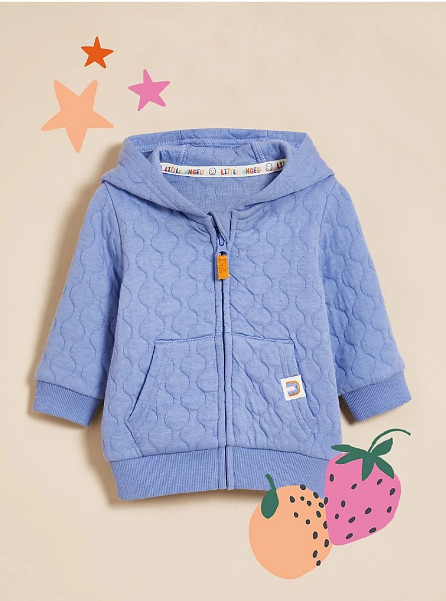 "George at Asda Baby Boys' Blue Marl Quilted Zip-Up Hoodie – Little Angels Collection"