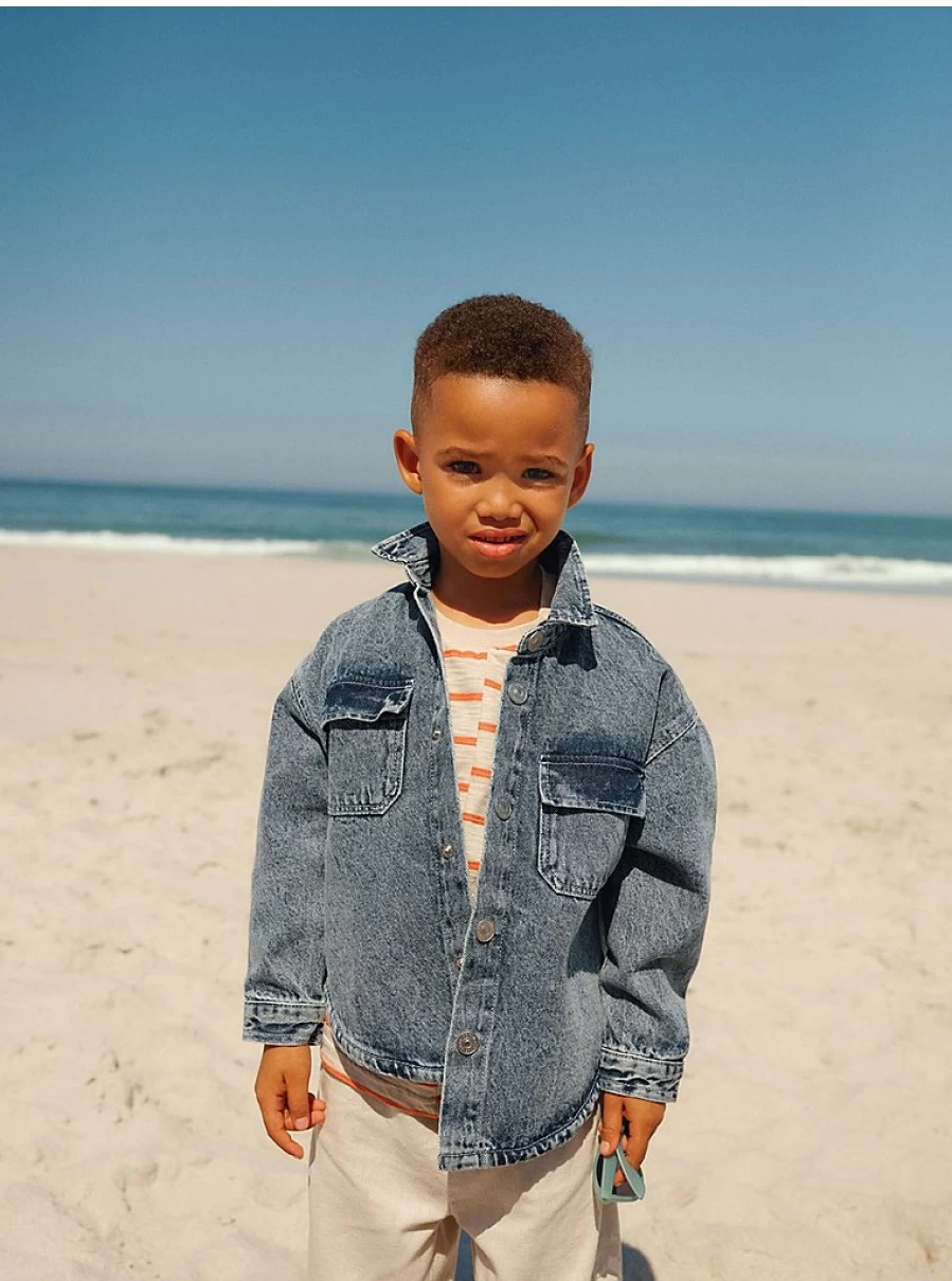 "George at Asda Boys' Dark Wash Denim Shacket – Comfortable & Stylish Kids' Jacket"