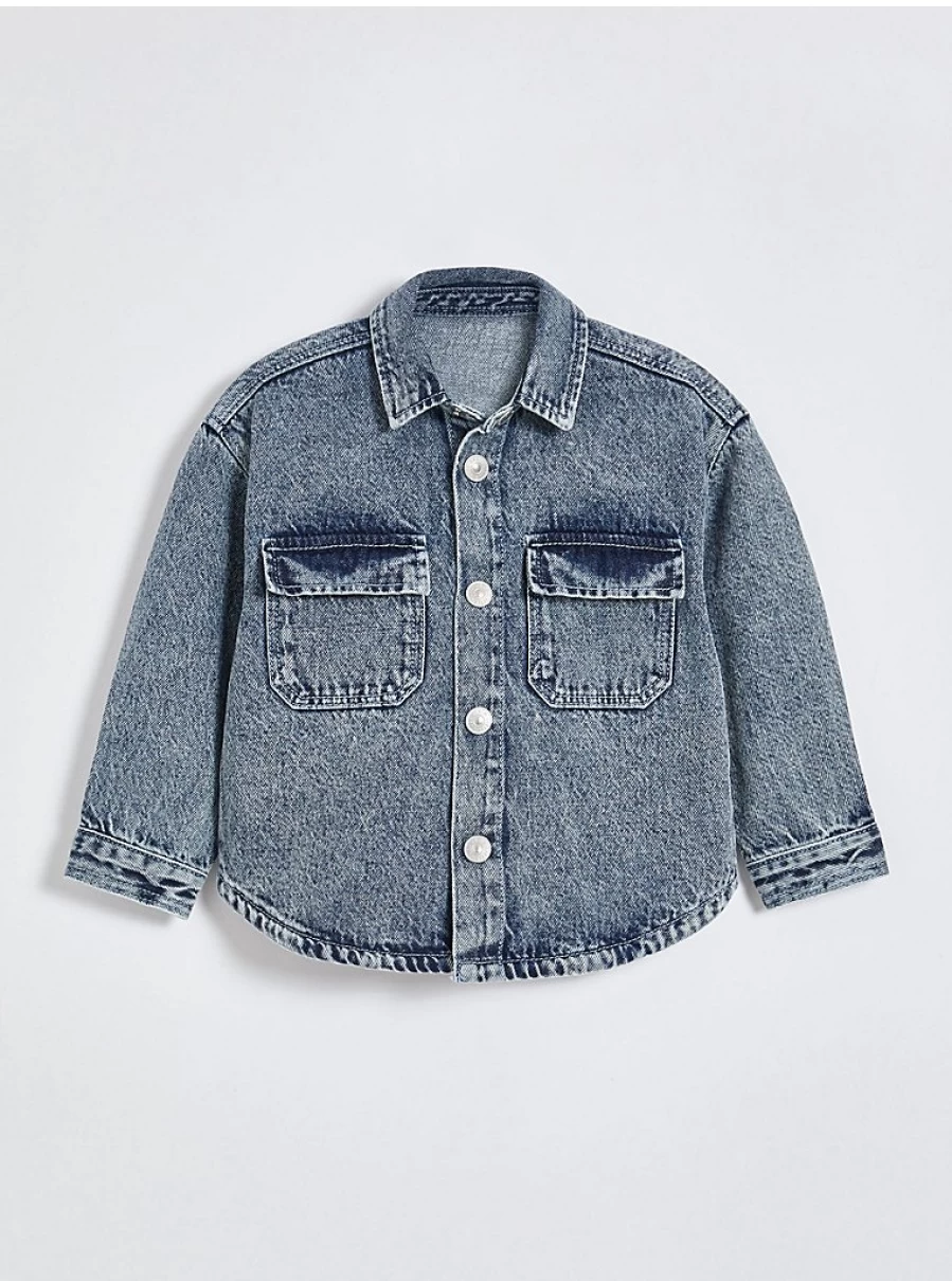 "George at Asda Boys' Dark Wash Denim Shacket – Comfortable & Stylish Kids' Jacket"