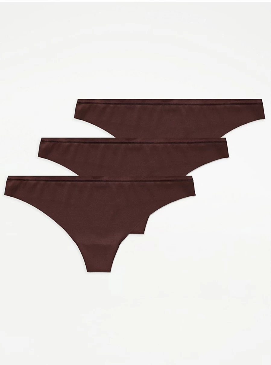"George at Asda No VPL Thongs 3 Pack | Seamless Underwear for Women | Deep Nude Lingerie Set"