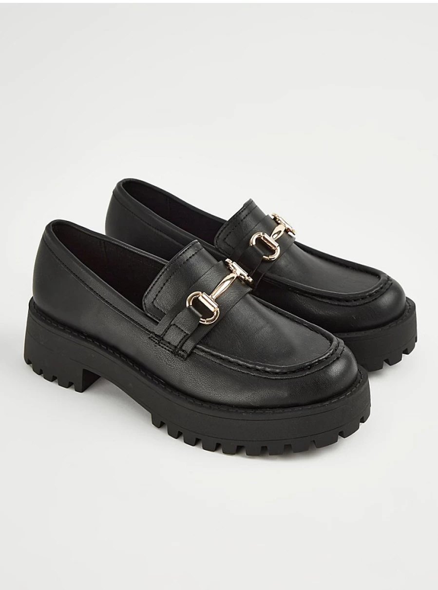 "George at Asda Women's Black Chunky Loafers – Comfortable & Stylish Slip-On Shoes"