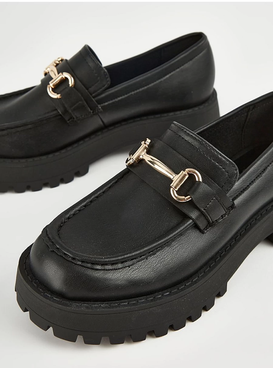 "George at Asda Women's Black Chunky Loafers – Comfortable & Stylish Slip-On Shoes"