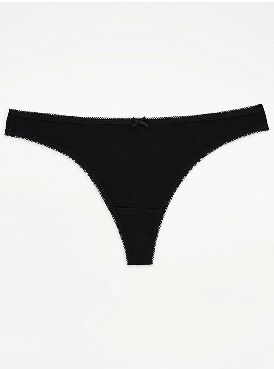 "George at Asda Black Thongs 5-Pack | Comfortable Lingerie Multipack | Women's Underwear"