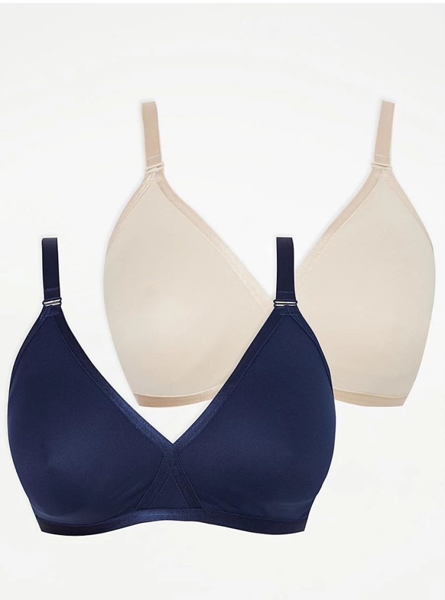 "George at Asda Women's Cross Front Non-Padded Bras 2-Pack | Comfortable Lingerie Set"