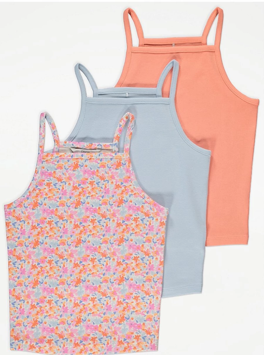 "George at Asda Girls' Bright Floral Cami Tops 3-Pack | Kids' Summer Tops Review"