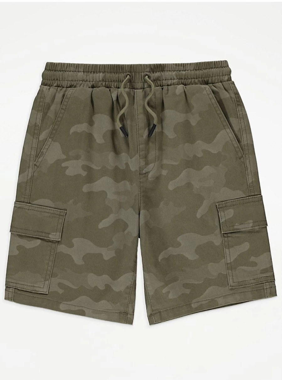 "George at Asda Boys' Khaki Camouflage Cargo Shorts – Durable & Stylish Kids' Shorts"
