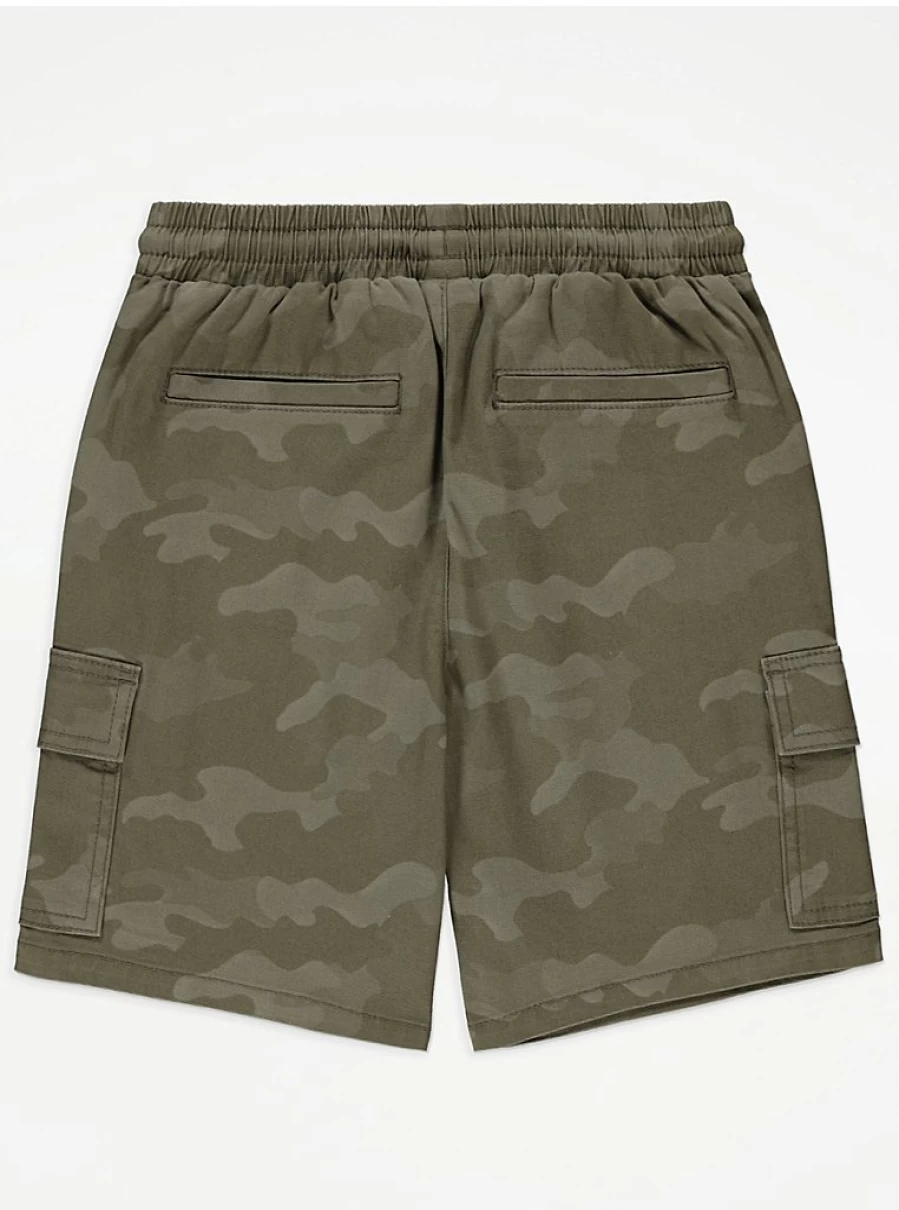 "George at Asda Boys' Khaki Camouflage Cargo Shorts – Durable & Stylish Kids' Shorts"