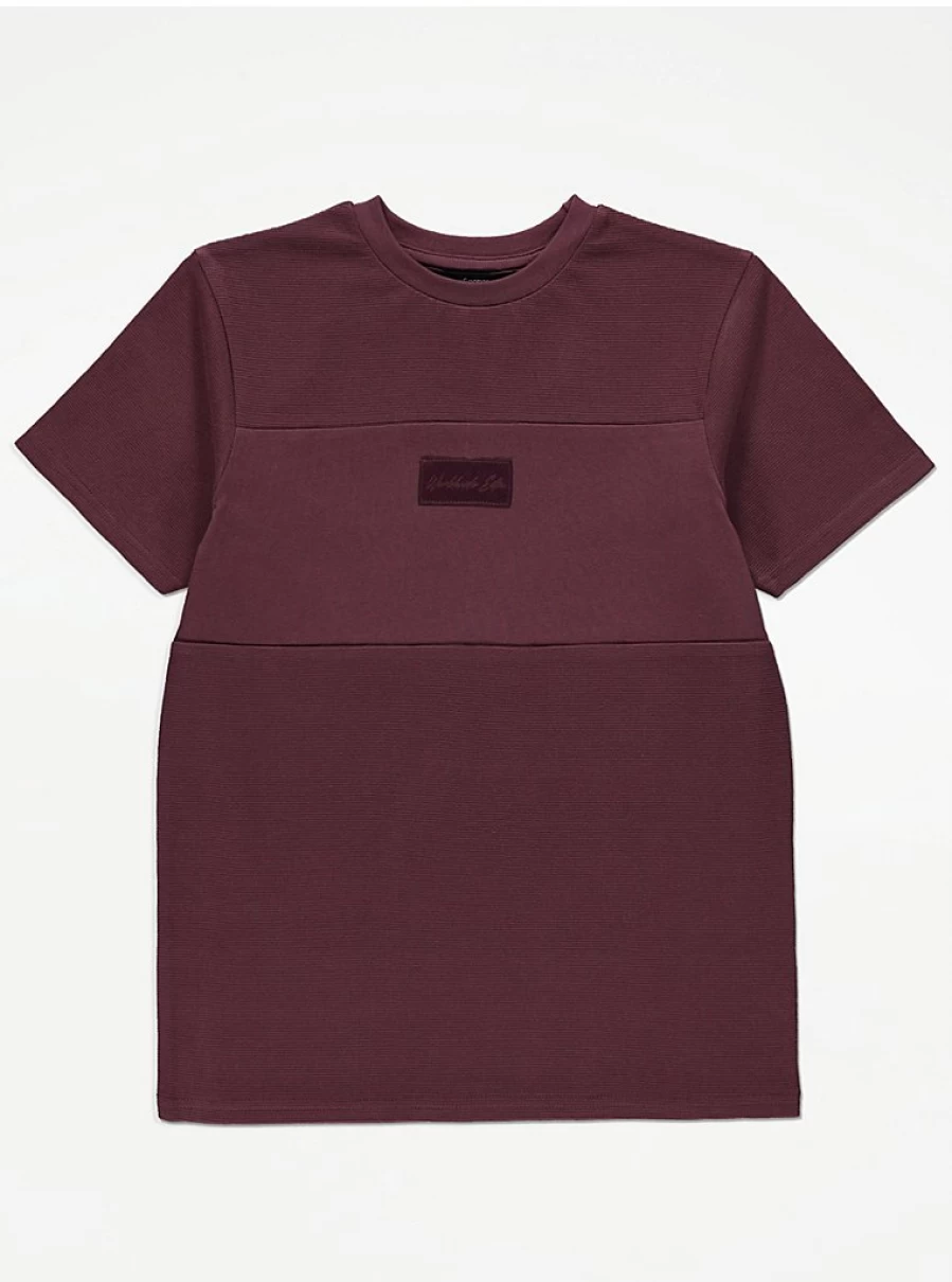 Boys' Burgundy Textured Crew Neck T-Shirt | George at Asda