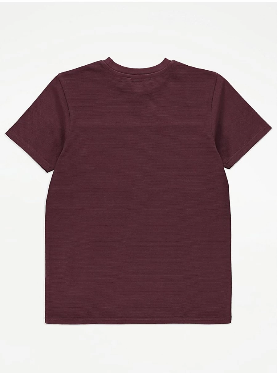 Boys' Burgundy Textured Crew Neck T-Shirt | George at Asda