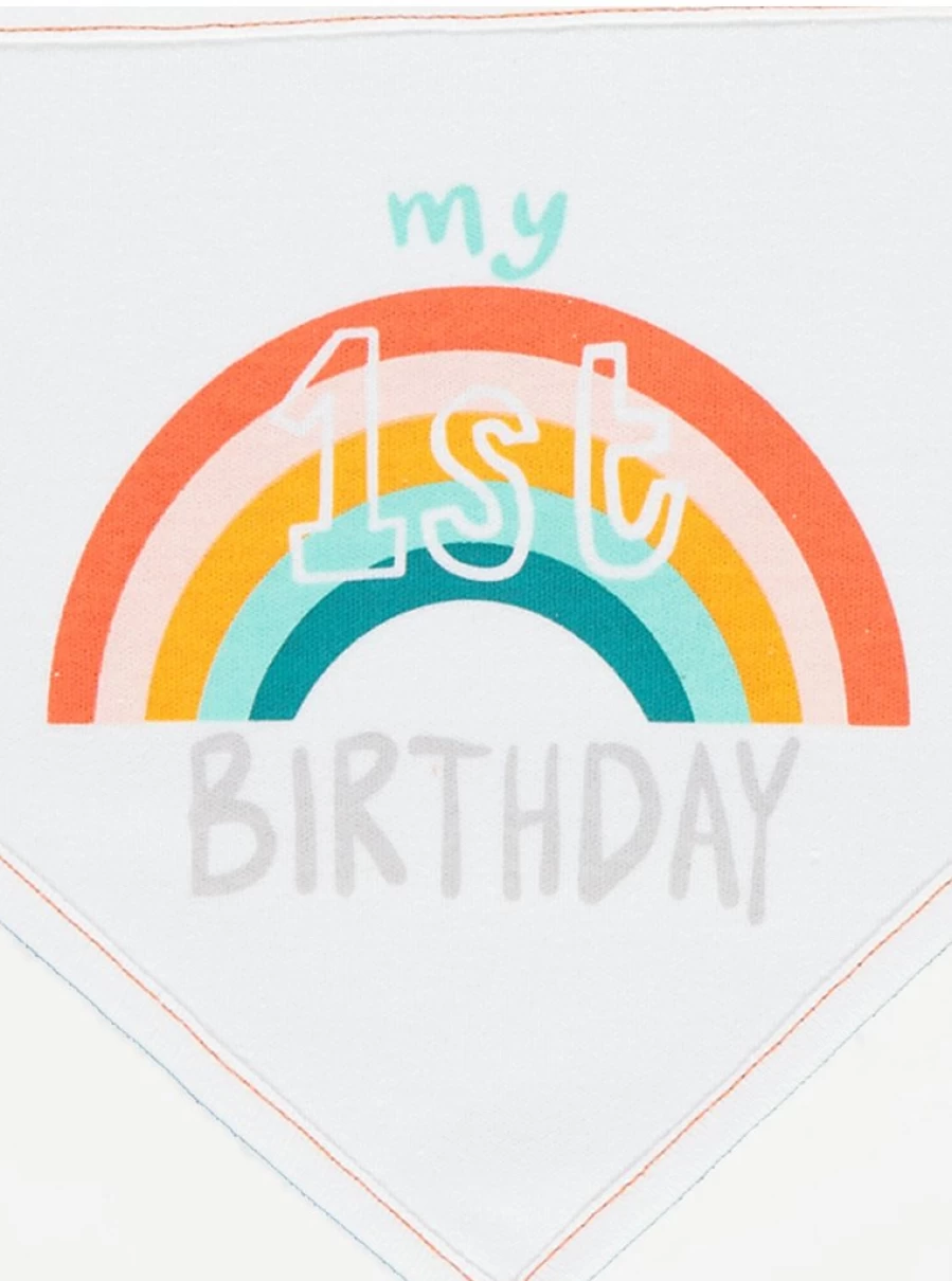 "My 1st Birthday Rainbow Dribble Bib | Baby Bibs by George at Asda | Soft & Absorbent"