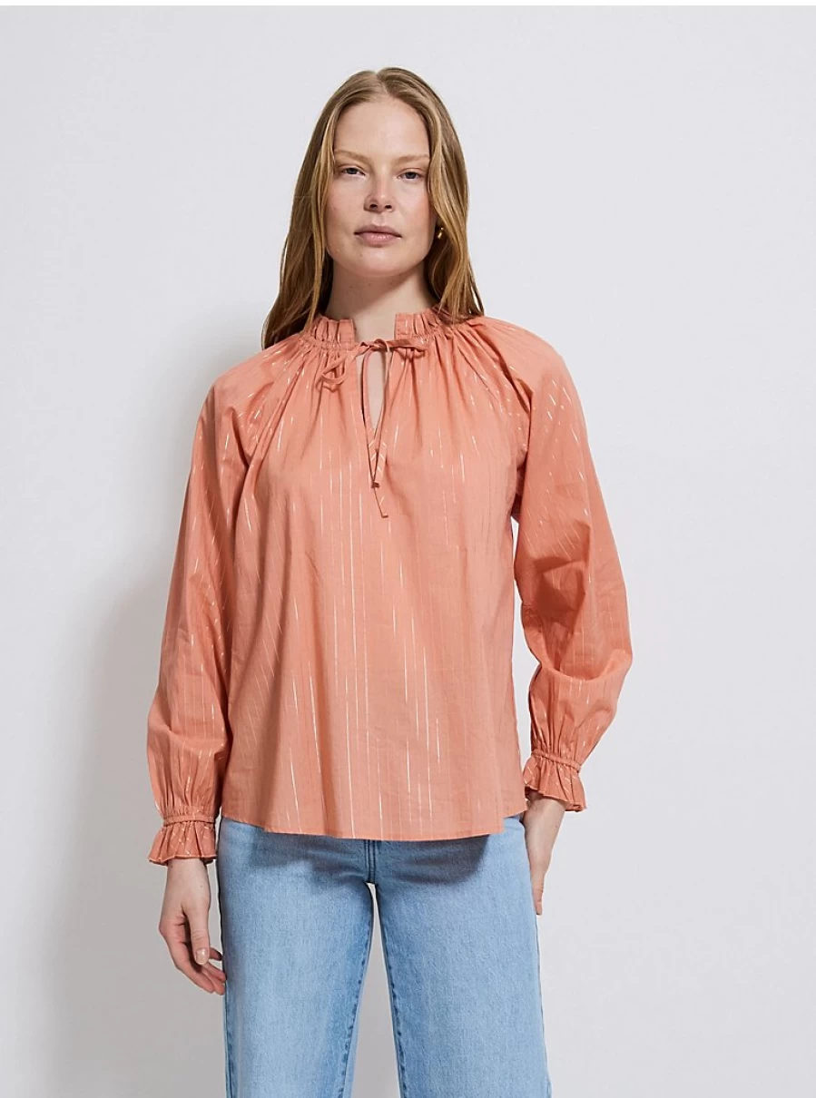 "George at Asda Women's Coral Shimmer Stripe Keyhole Blouse Review & Style Guide"