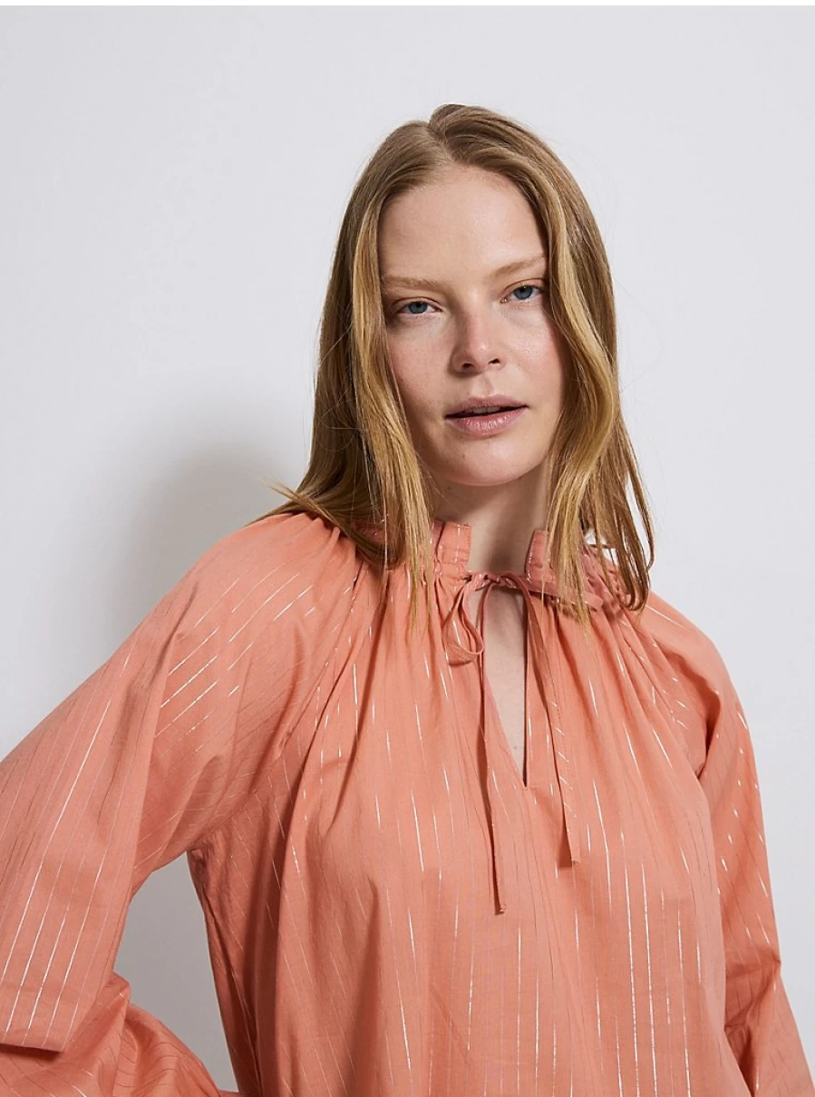 "George at Asda Women's Coral Shimmer Stripe Keyhole Blouse Review & Style Guide"
