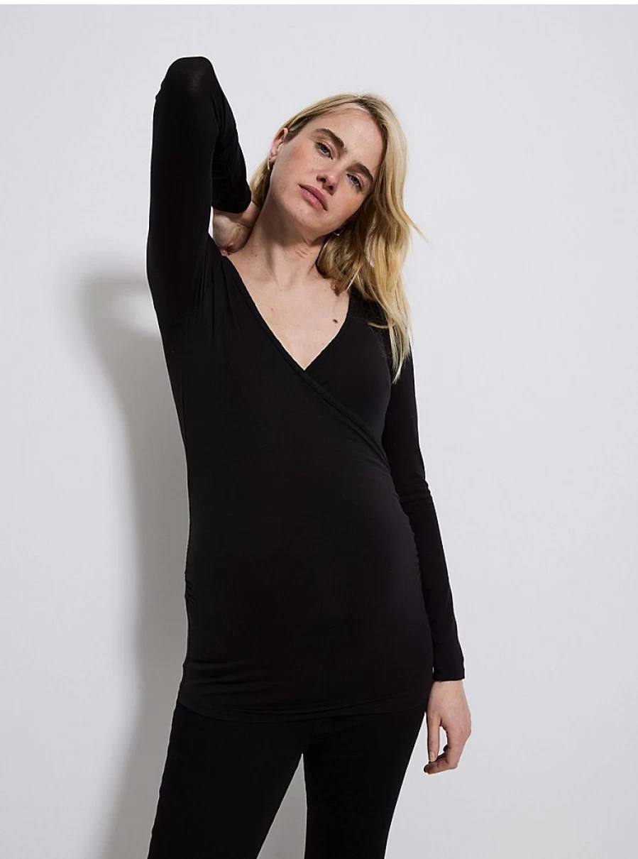 Baby Black Long Sleeve Jersey Wrap Top | George at Asda | Soft Comfortable Newborn Clothing